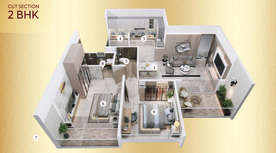 Shaligram-Sky-Floor-plan-2-BHK